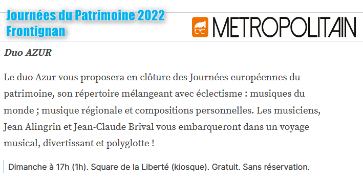 Journées du patrimoine 2022 - Frontignan